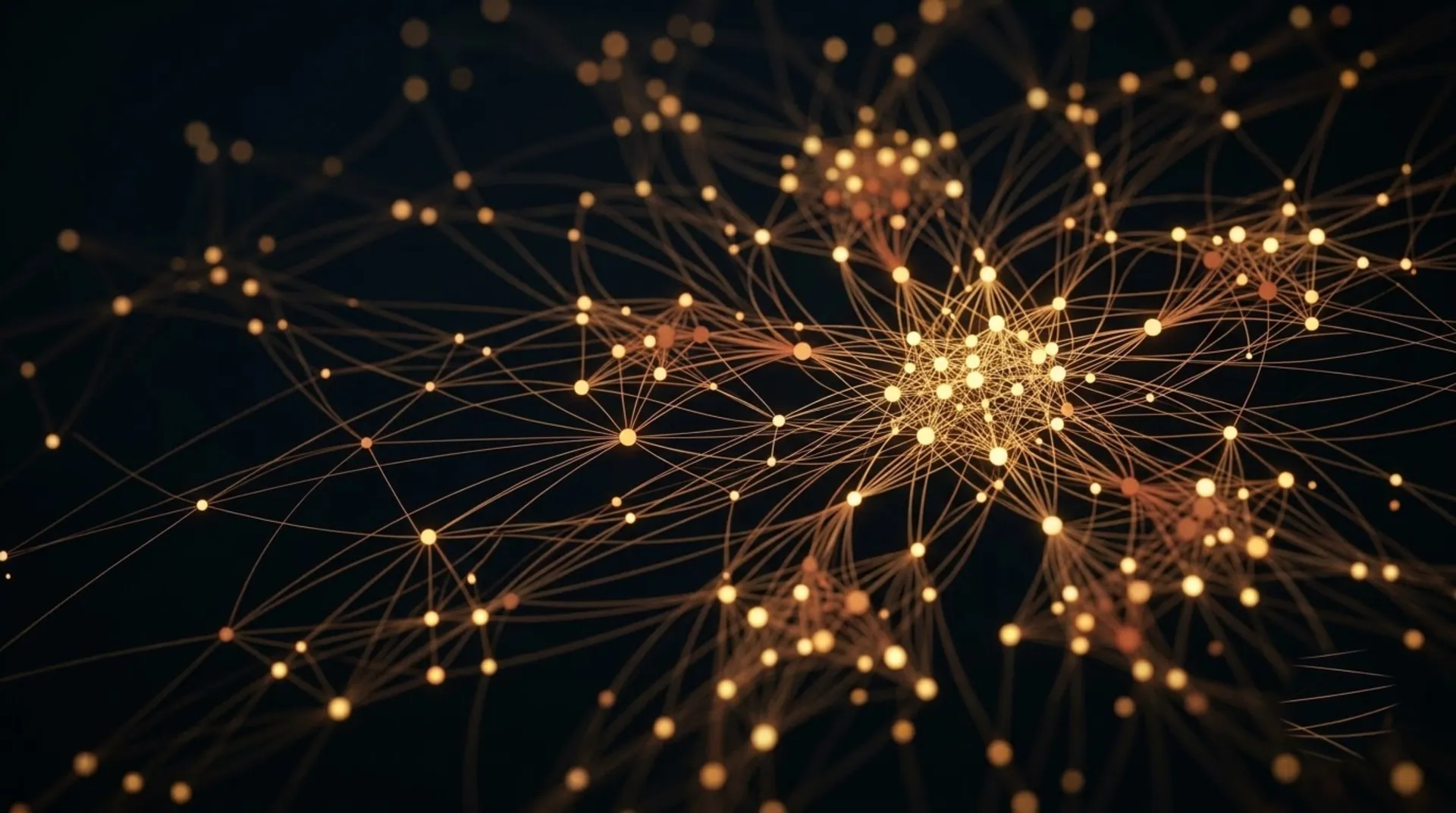 Glowing gold data network on a dark background